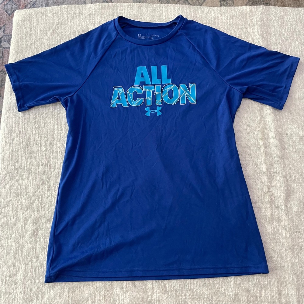 Under Armour Boys HeatGear All Action Graphic T-Shirt Blue YLG Large